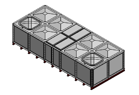 5m x 2m x 1m GRP sectional divided tank  drawing