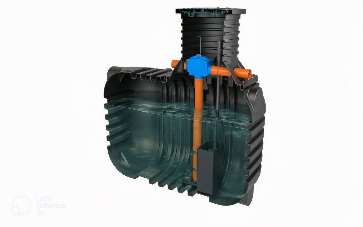 Klargester Aquaharvest domestic rainwater harvestign tank open render