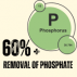 60% Removal of Phosphate