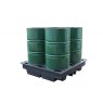 4 Drum Spill Pallet Recycled, Low Profile holding drums